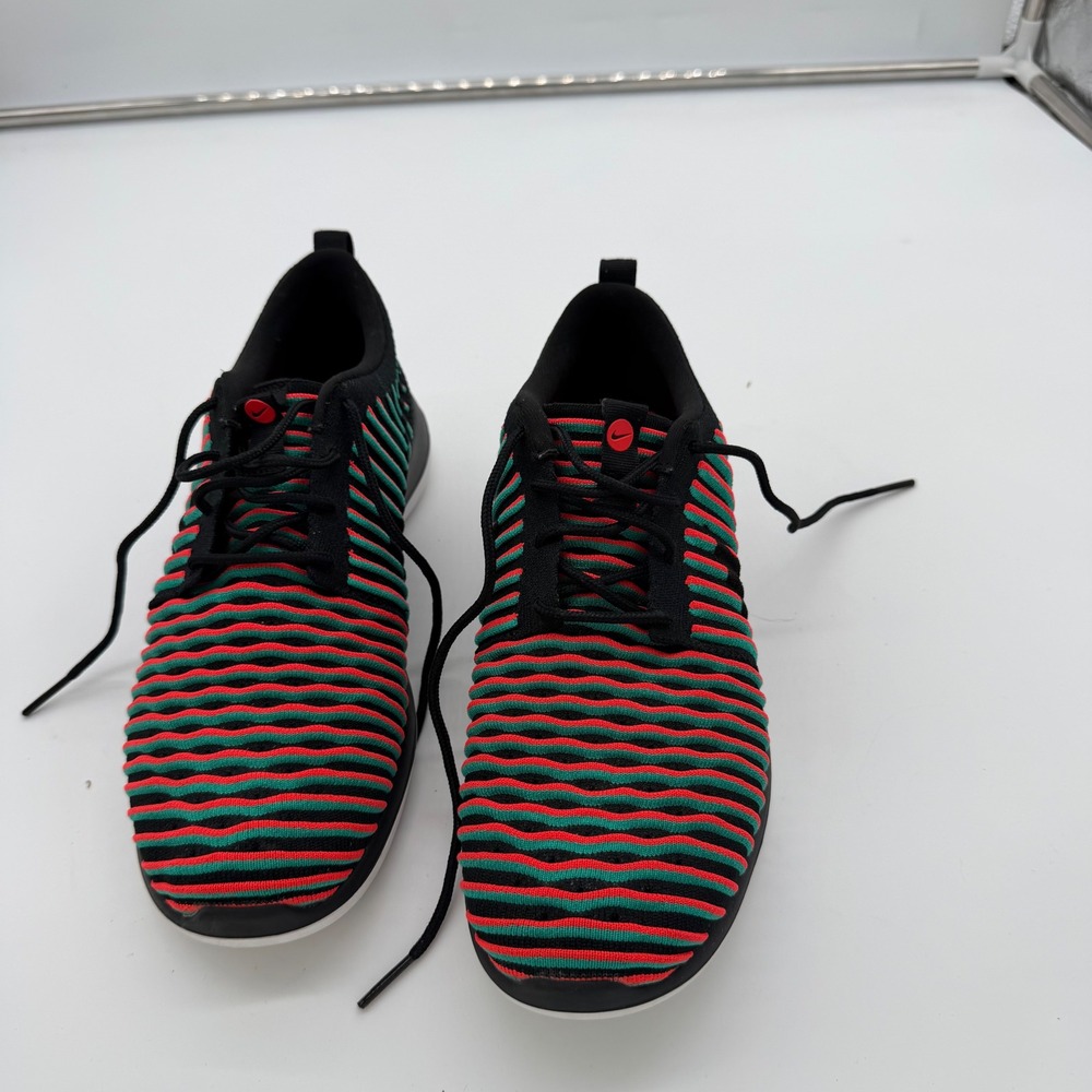 Nike Roshe Two Flyknit Black Crimson Jade Running Shoes 844833-003 Mens 7.5